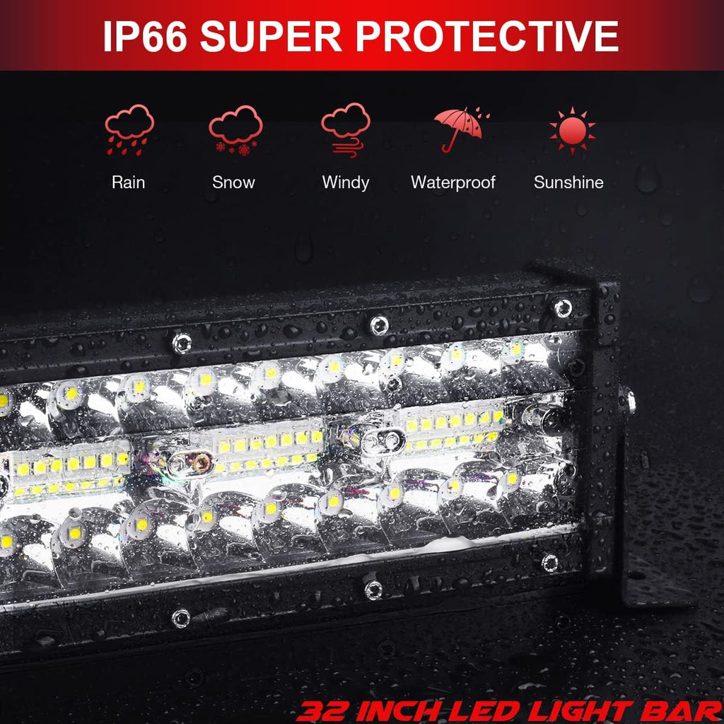 32 inch 672W Triple Row Flood Spot Combo LED Light Bar, 6000K, Pack of 2 O83496