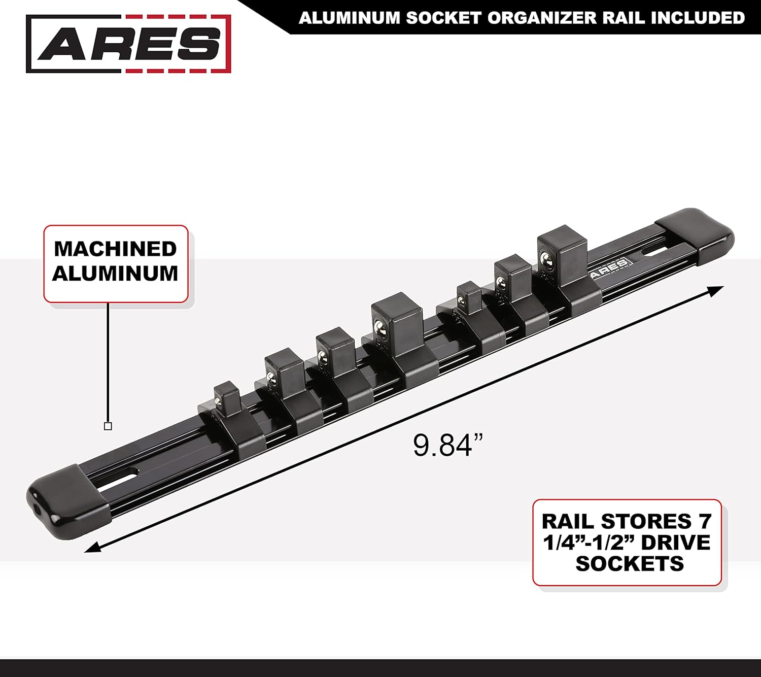 9-Pc Impact U-Joint and Adapter/Reducer Set with Aluminum Storage Rail U4441