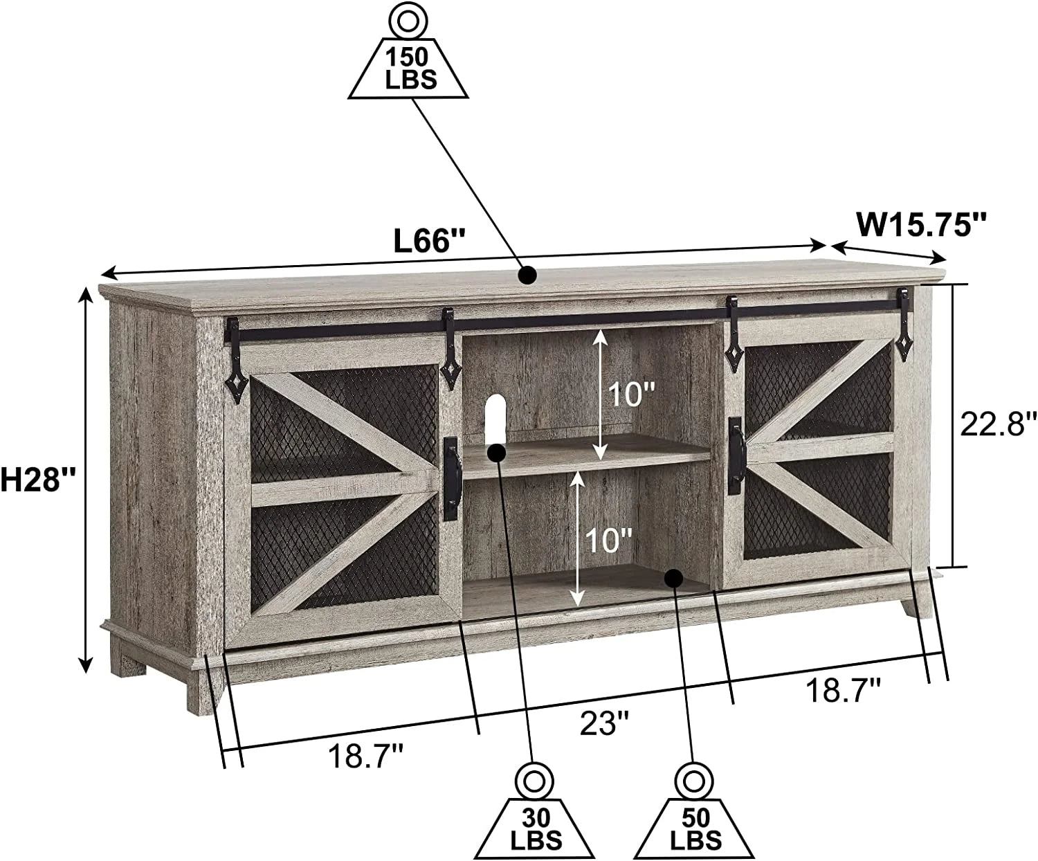 Farmhouse TV Stand with Sliding Barn Door D884
