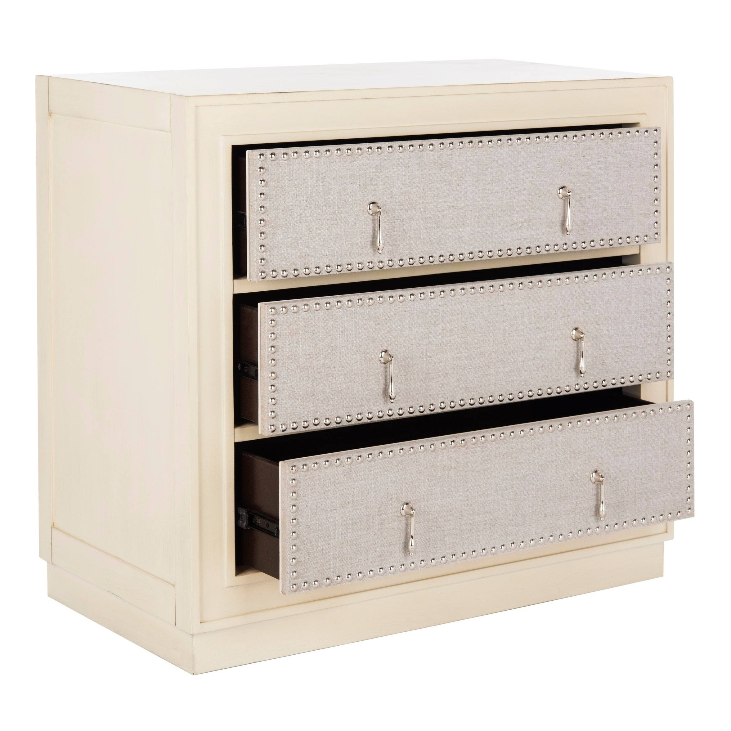 Beige Light Grey 3-Drawer Chest Q362