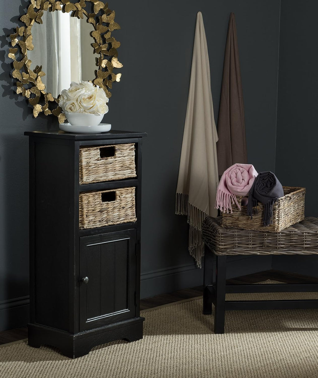 Distressed Black Cabinet O192724