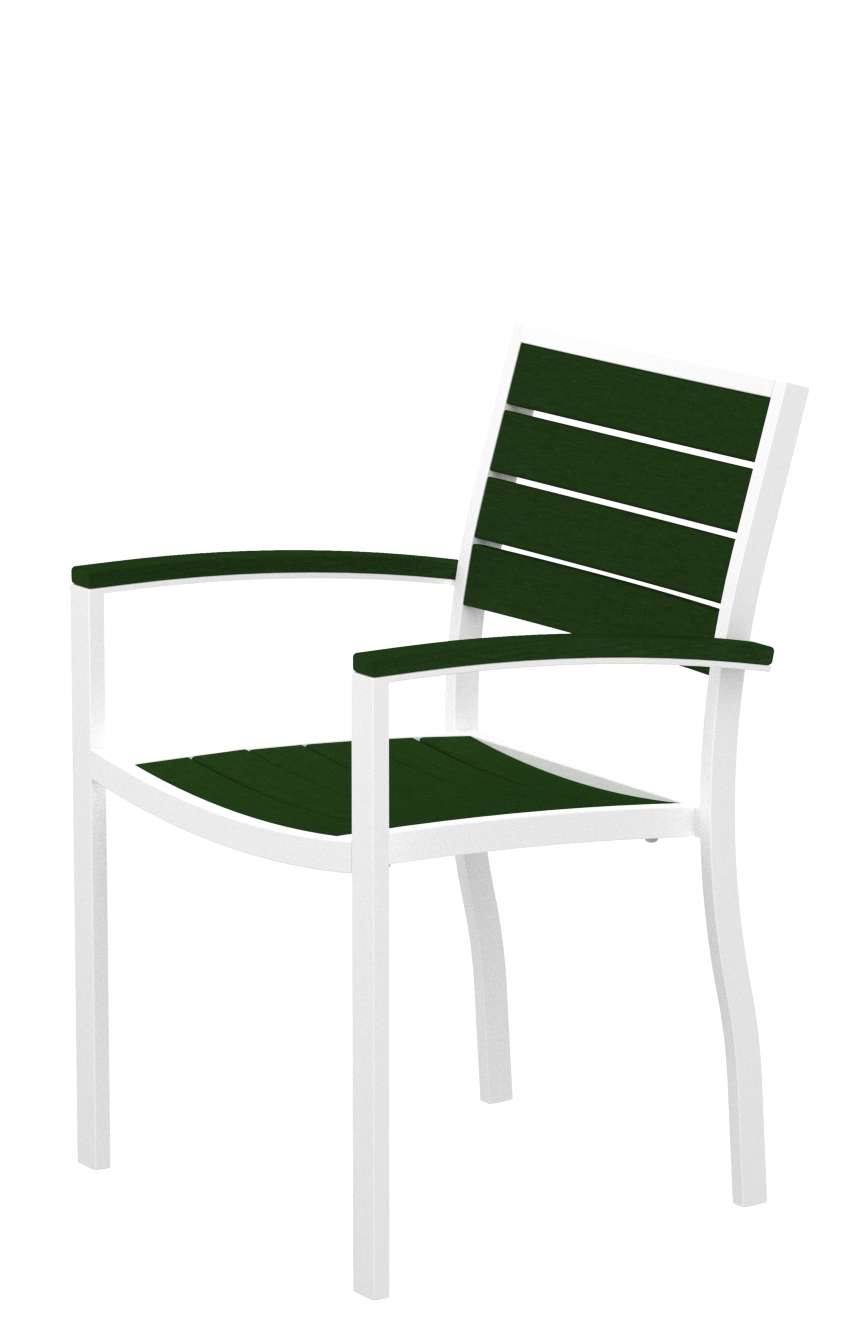 Satin White / Green Euro Dining Arm Chair T2302