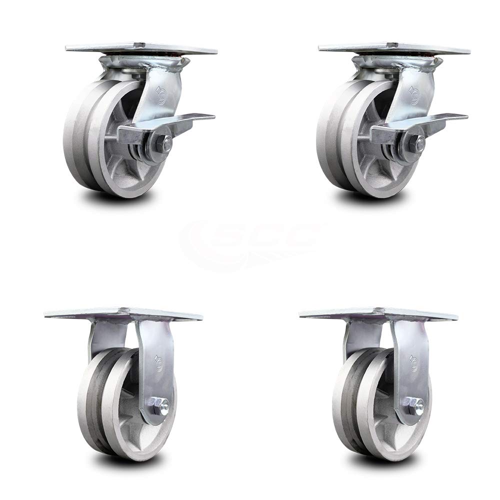 Heavy Duty Swivel Caster with 4 x 2 Silver Wheel, 800 lbs Capacity, Pack of 2 D75132