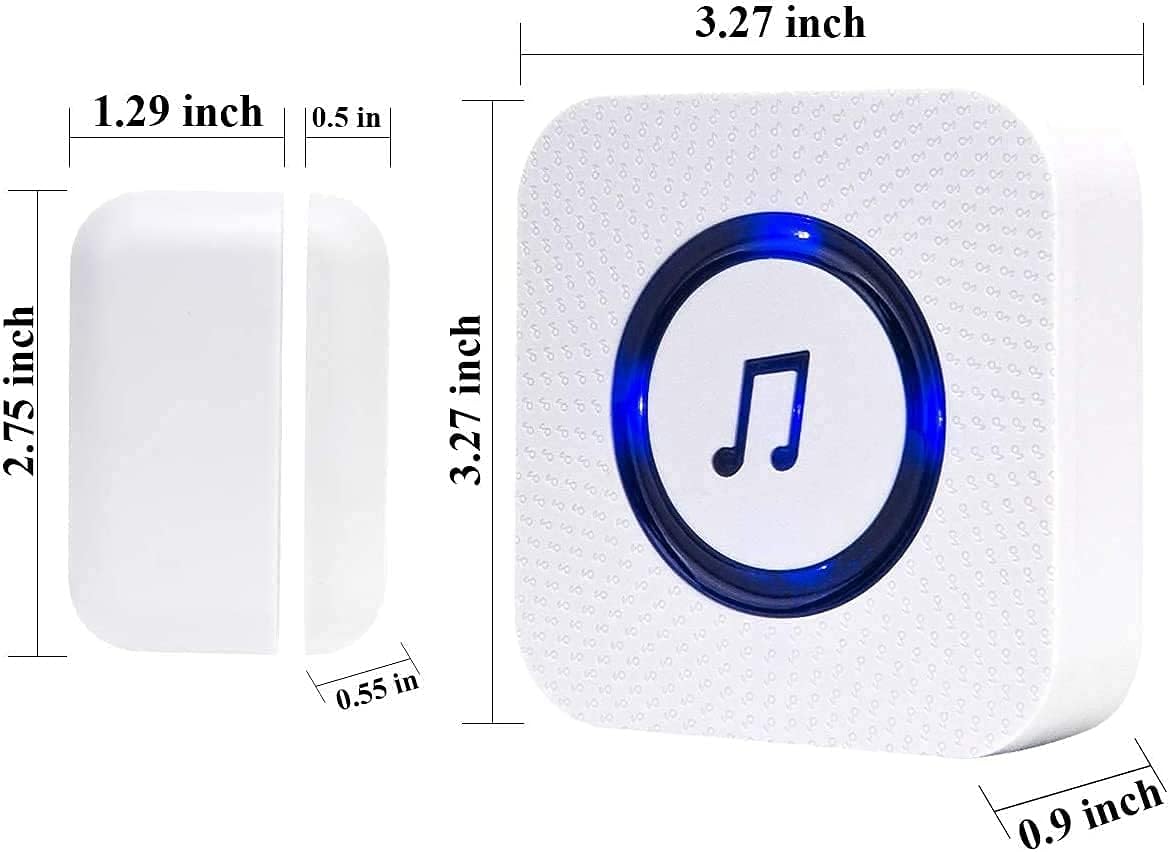 Wireless Door Open Chime with 55 Chimes 5 Adjustable Volume Mute Mode, 3 Receiver 3 Magnetic Door Window Sensor, Pack of 2 G898001