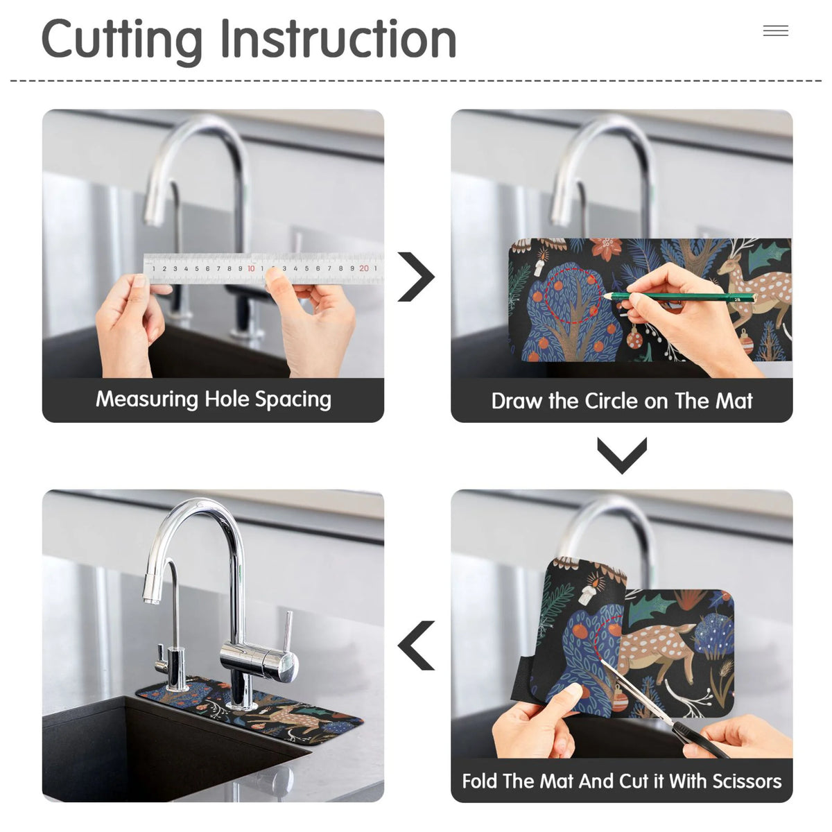 2 PCs Sink Splash Guard Set Kitchen Faucet Drying Mat Absorbent Bathroom Water Catcher Draining Mats Decorative 30x5.4in A319