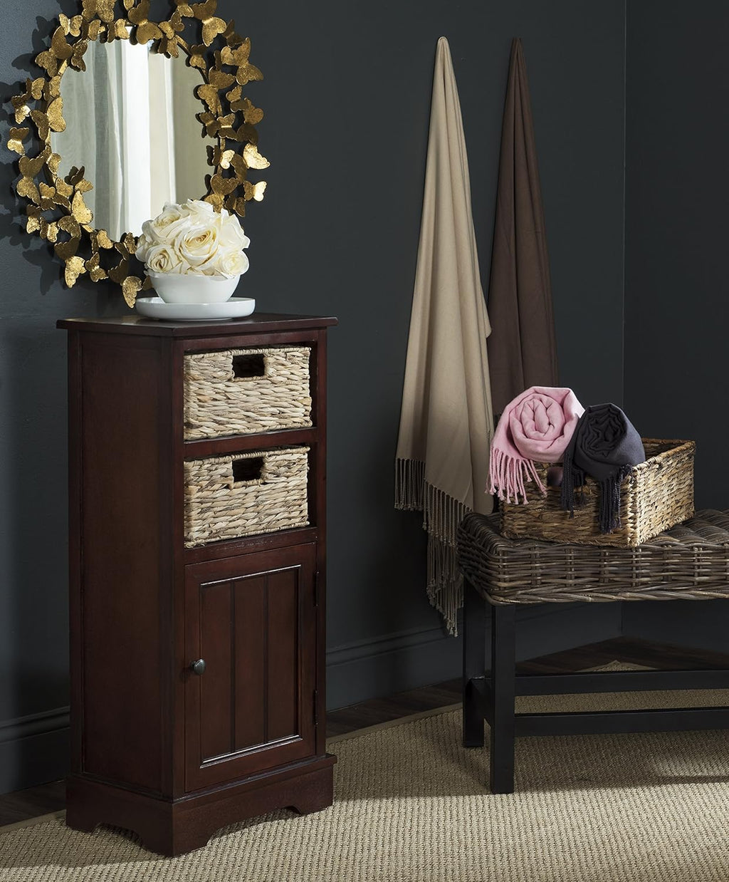 Distressed Black Cabinet O192724
