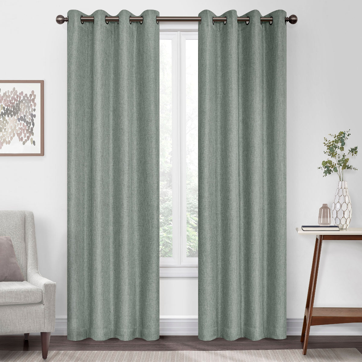Celadon 50 x 95 Blackout Grommet Top Window Panel Y406394