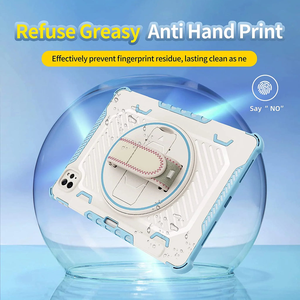 Heavy Duty Protective Case for iPad Air 10.9" and iPad Pro 11 inch with 360° Rotating Hand Strap & Stand B8744