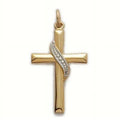 18 in. Gold Over Sterling Cross with Silver Sash N6991
