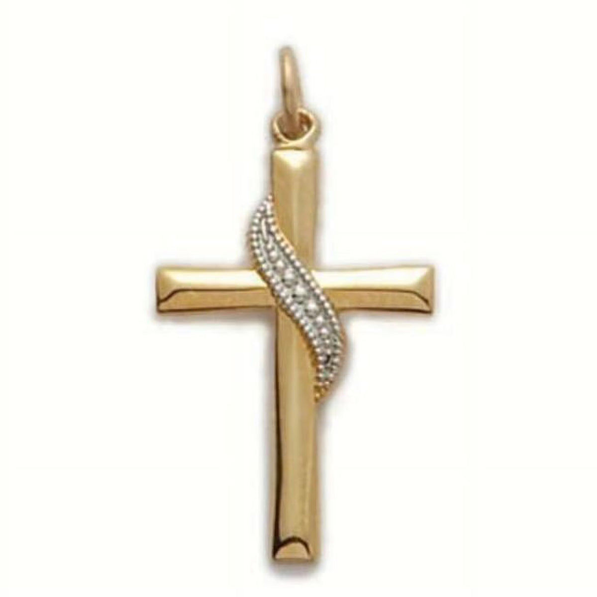 18 in. Gold Over Sterling Cross with Silver Sash N6991