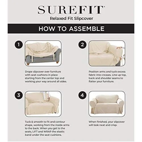 White T-Cushion Sofa Slipcover X946