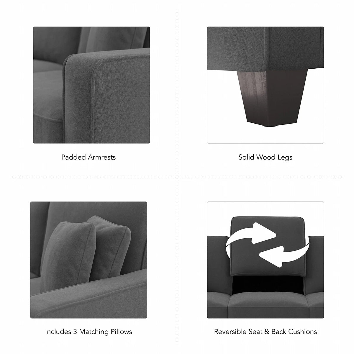 Chocolate Brown Microsuede Sectional Couch with Reversible Chaise Lounge A83597
