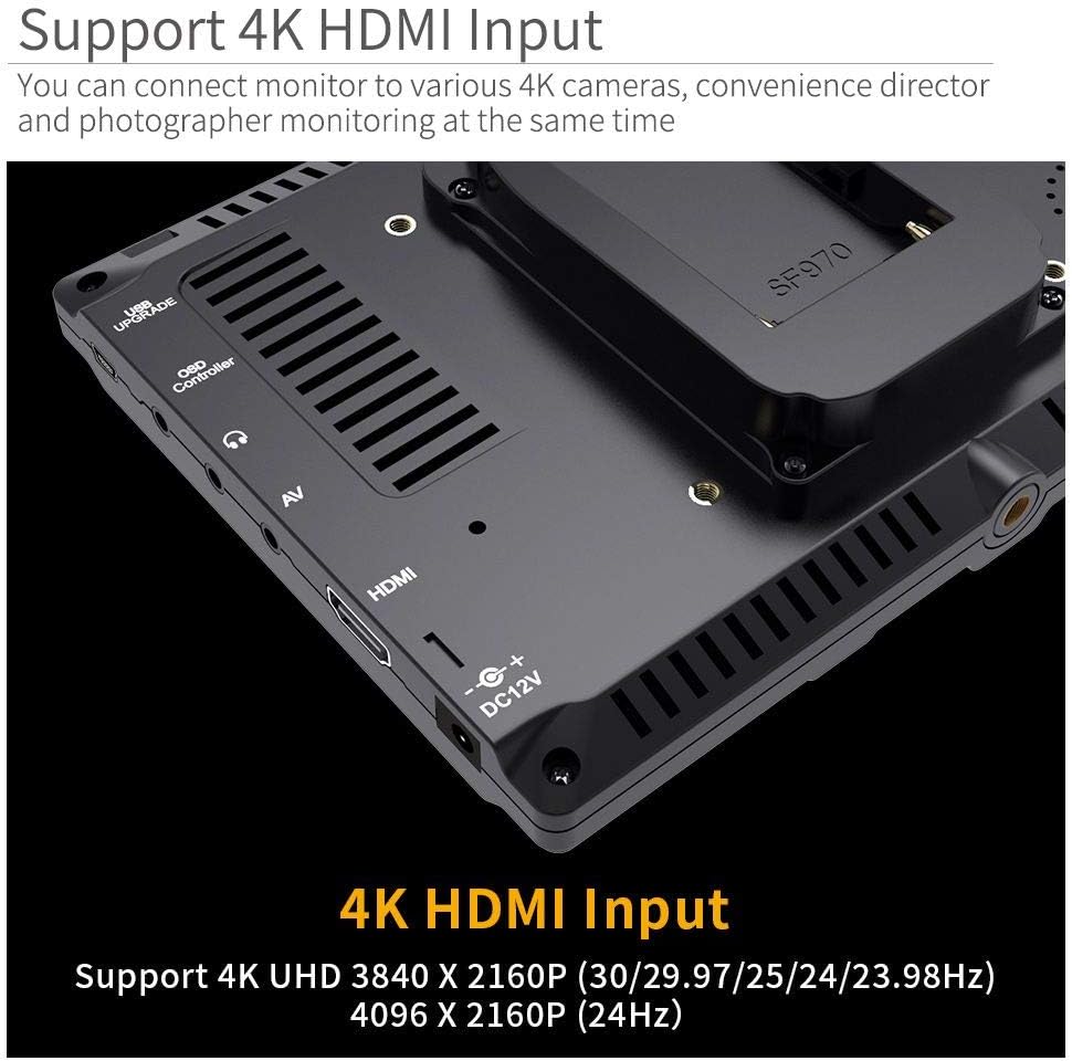 7 Inch 1280x800 IPS 4K HDMI Camera Field Monitor with Sunshade K92612