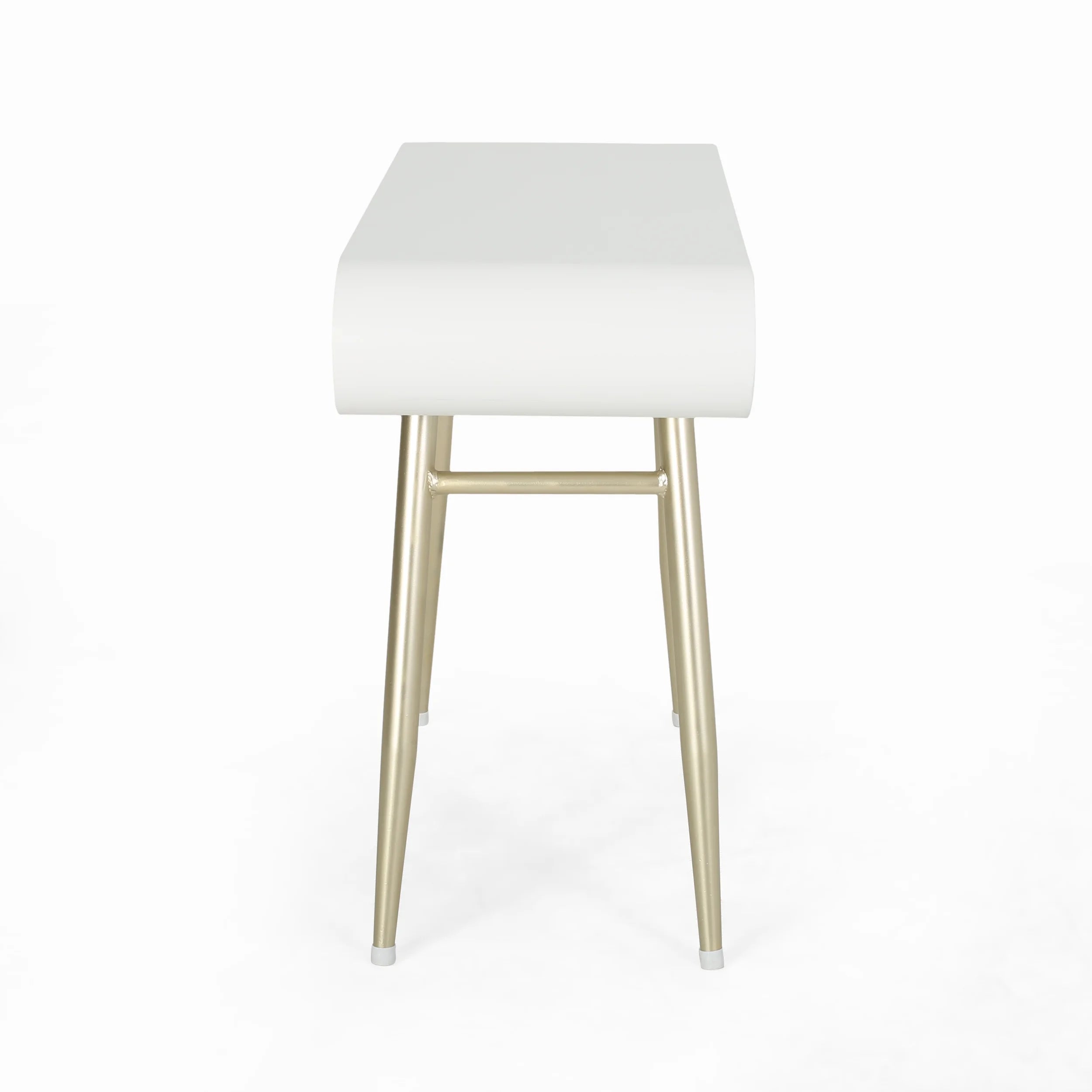 White and Champagne Gold Faux Wood Vanity Table Q616965