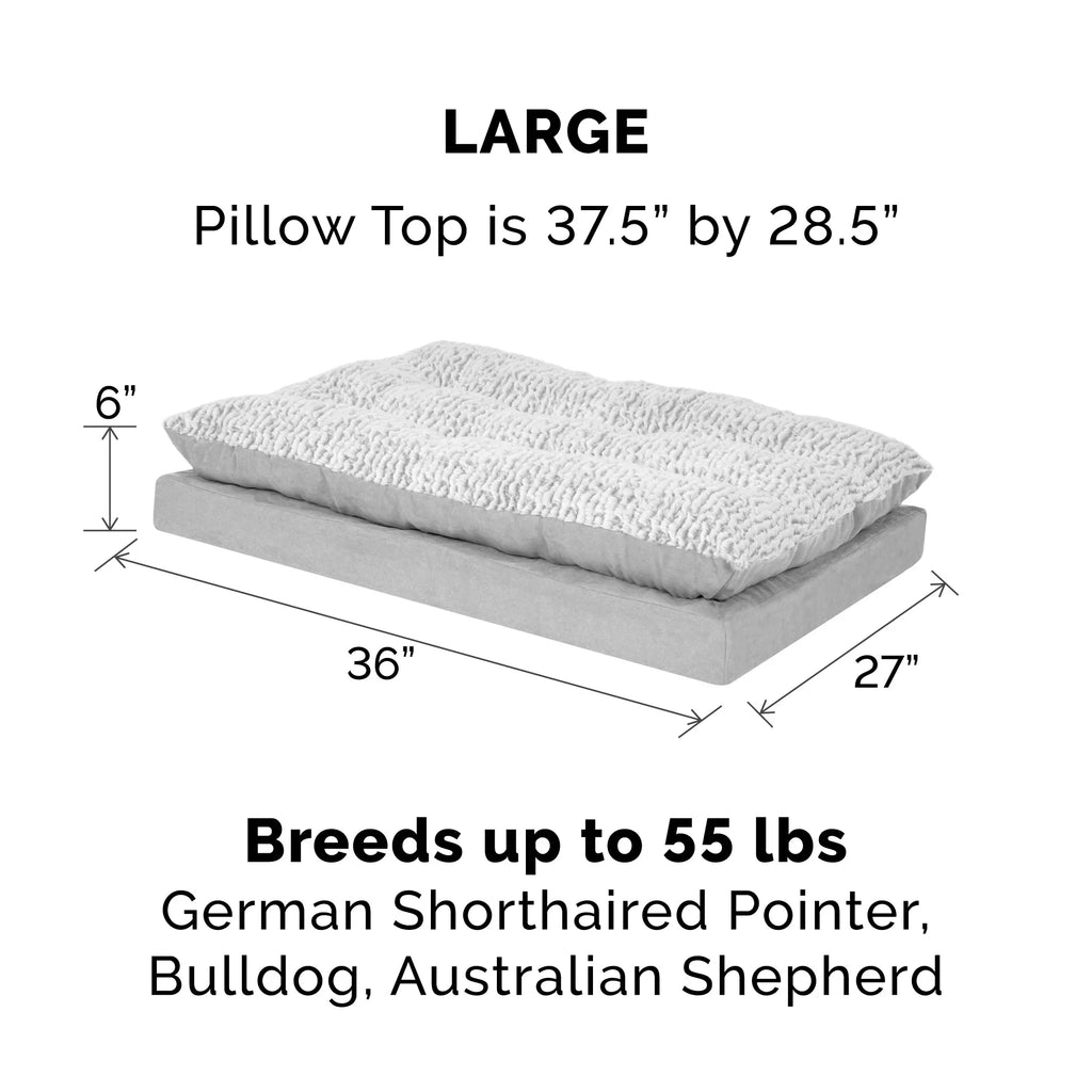 Orthopedic Pillow Top Mattress Pet Bed, Gray, Large J183