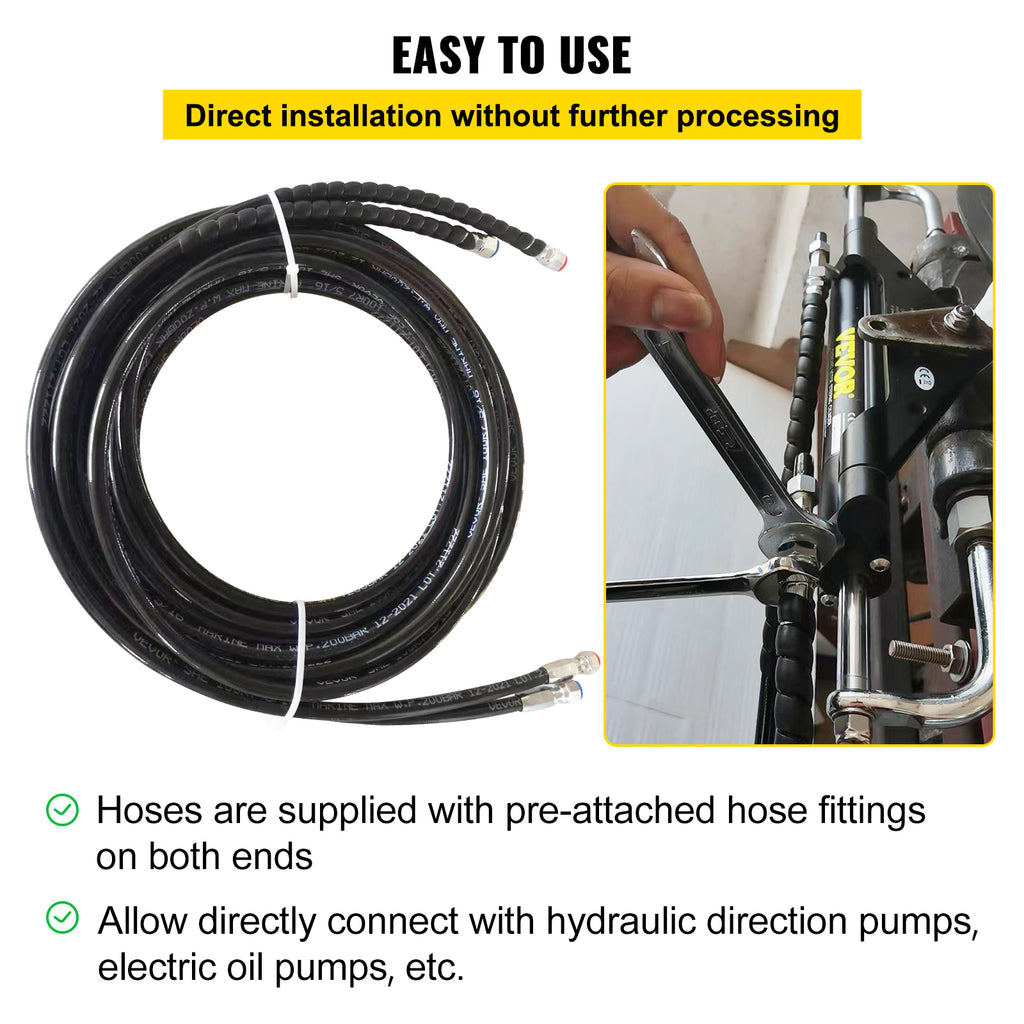 Hydraulic Steering Hose Kit, 2 Pcs 24 ft Boat Hose Kit S1919