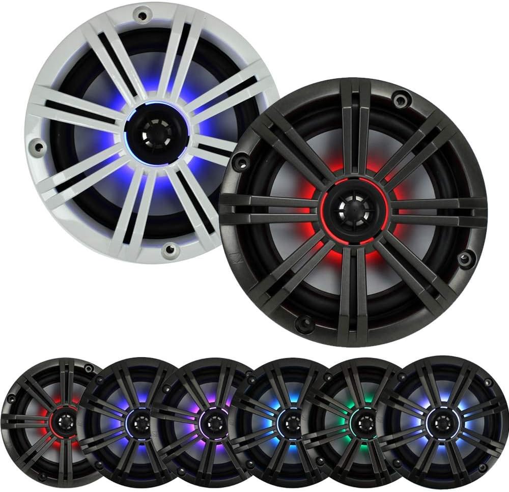 6.5 Inch 2-way Marine Speaker Pair with Built-In LED Lighting J3715