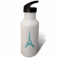 Glam Aqua Glitter Eiffel Tower Flip Straw 21oz Water Bottle A638