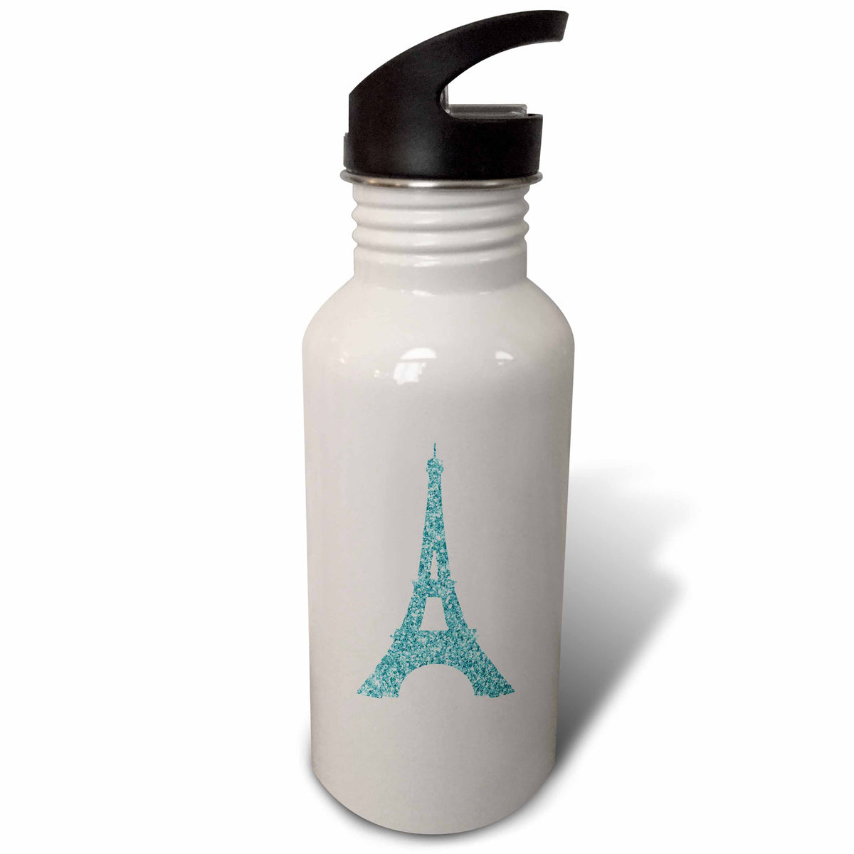 Glam Aqua Glitter Eiffel Tower Flip Straw 21oz Water Bottle A638