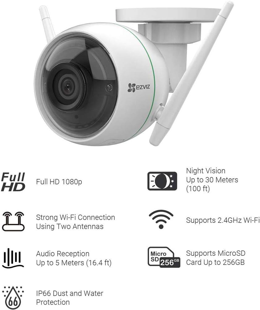 1080P WiFi Outdoor Security Camera with Night Vision, 2 Pack E1080