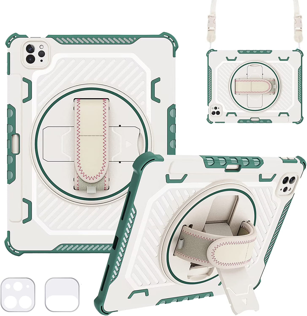 Heavy Duty Protective Case for iPad Air 10.9" and iPad Pro 11 inch with 360° Rotating Hand Strap & Stand B8744