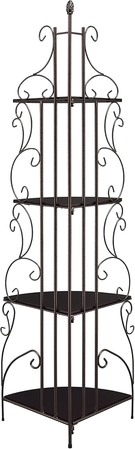 4-Shelf Corner Bookcase Cappuccino and Copper V360897