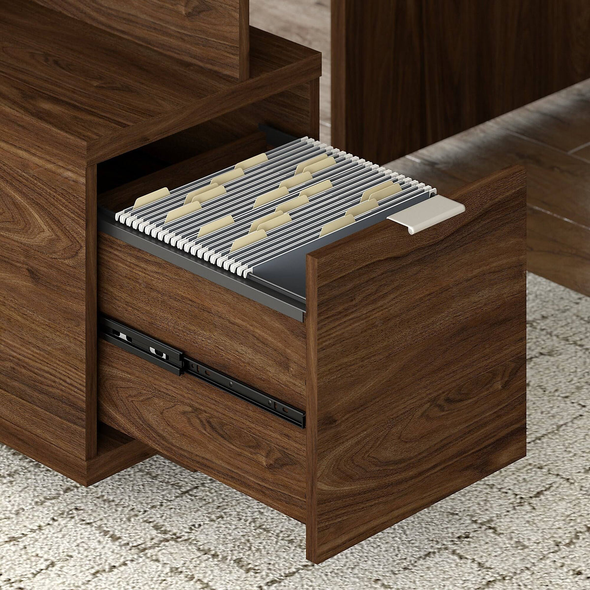 Modern Gray L-Shaped Desk with Hutch M46199