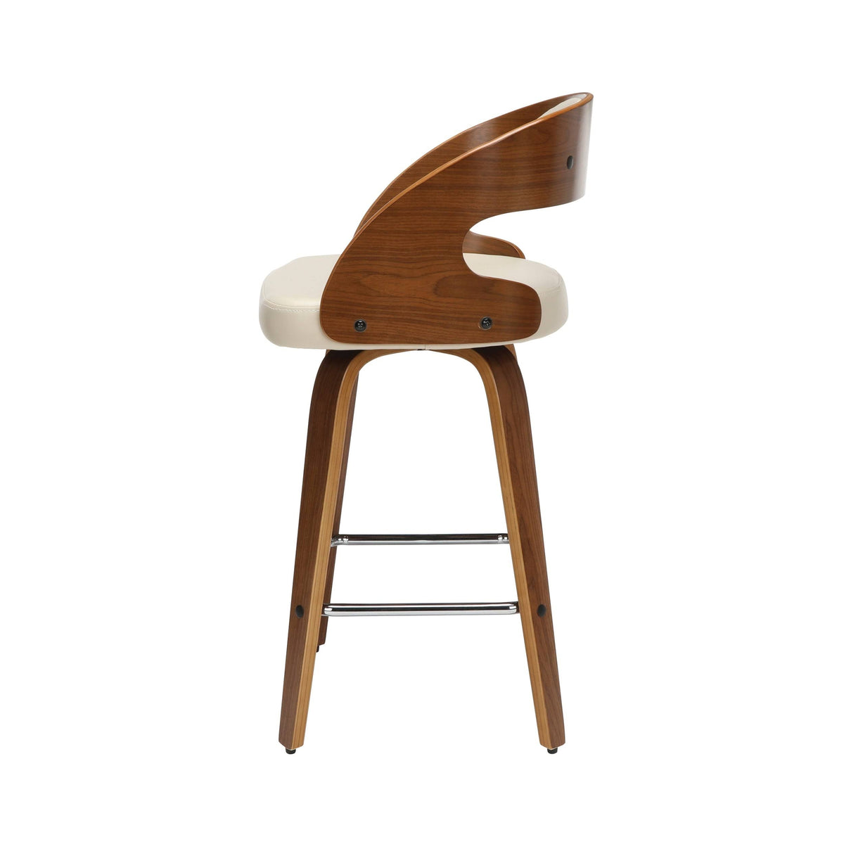 Ivory Bentwood Vinyl Swivel Stool E643