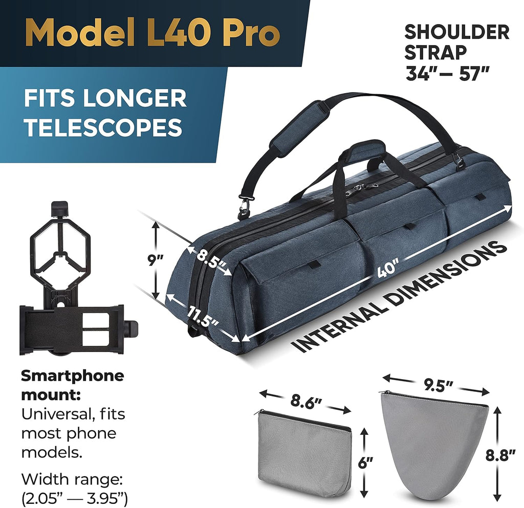 40 Inches Shock-Absorbent Telescope Carrying Case with Adjustable Shoulder Strap D7791