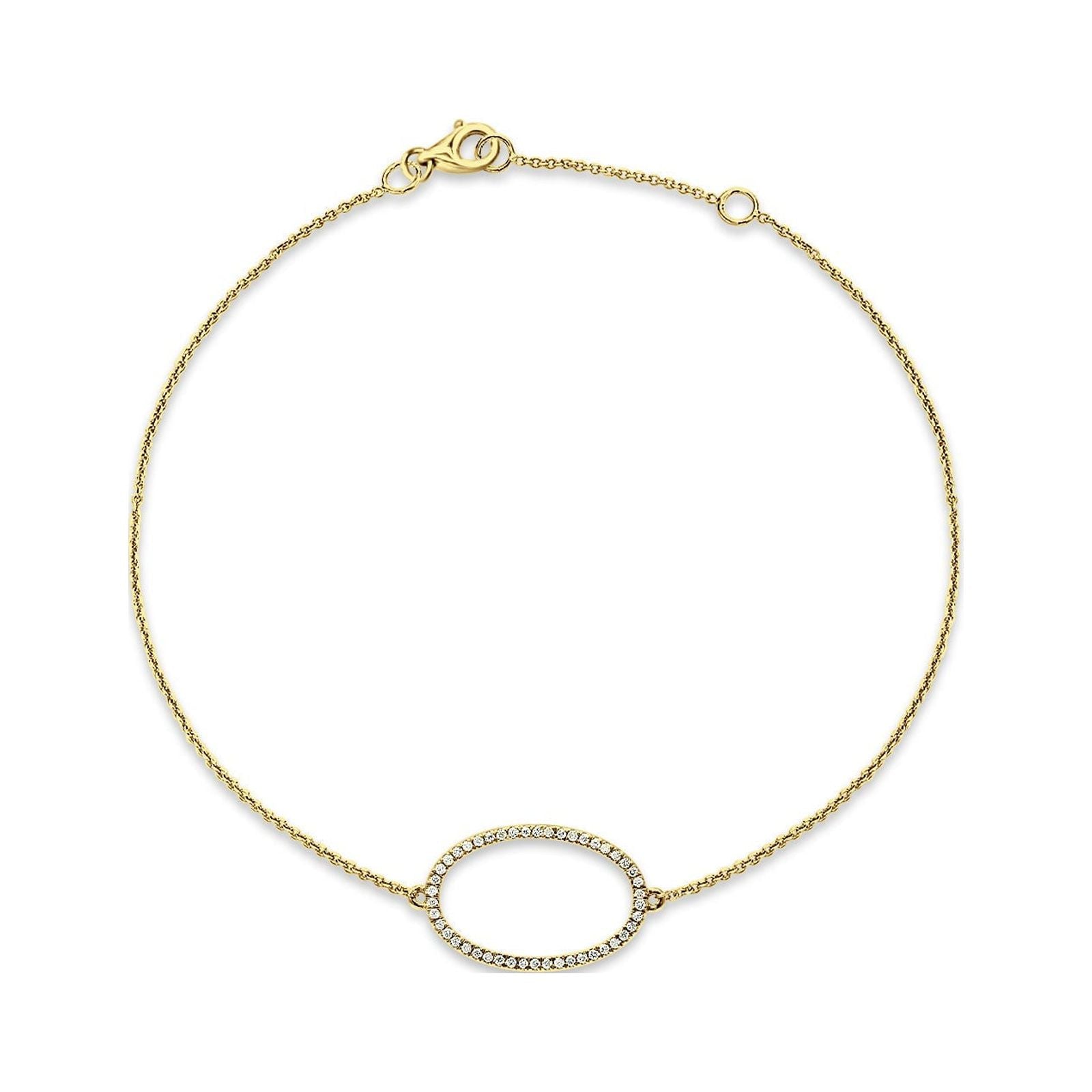 Oval Shape Adjustable Bracelet 14K Yellow Gold 0.09ct Q496324