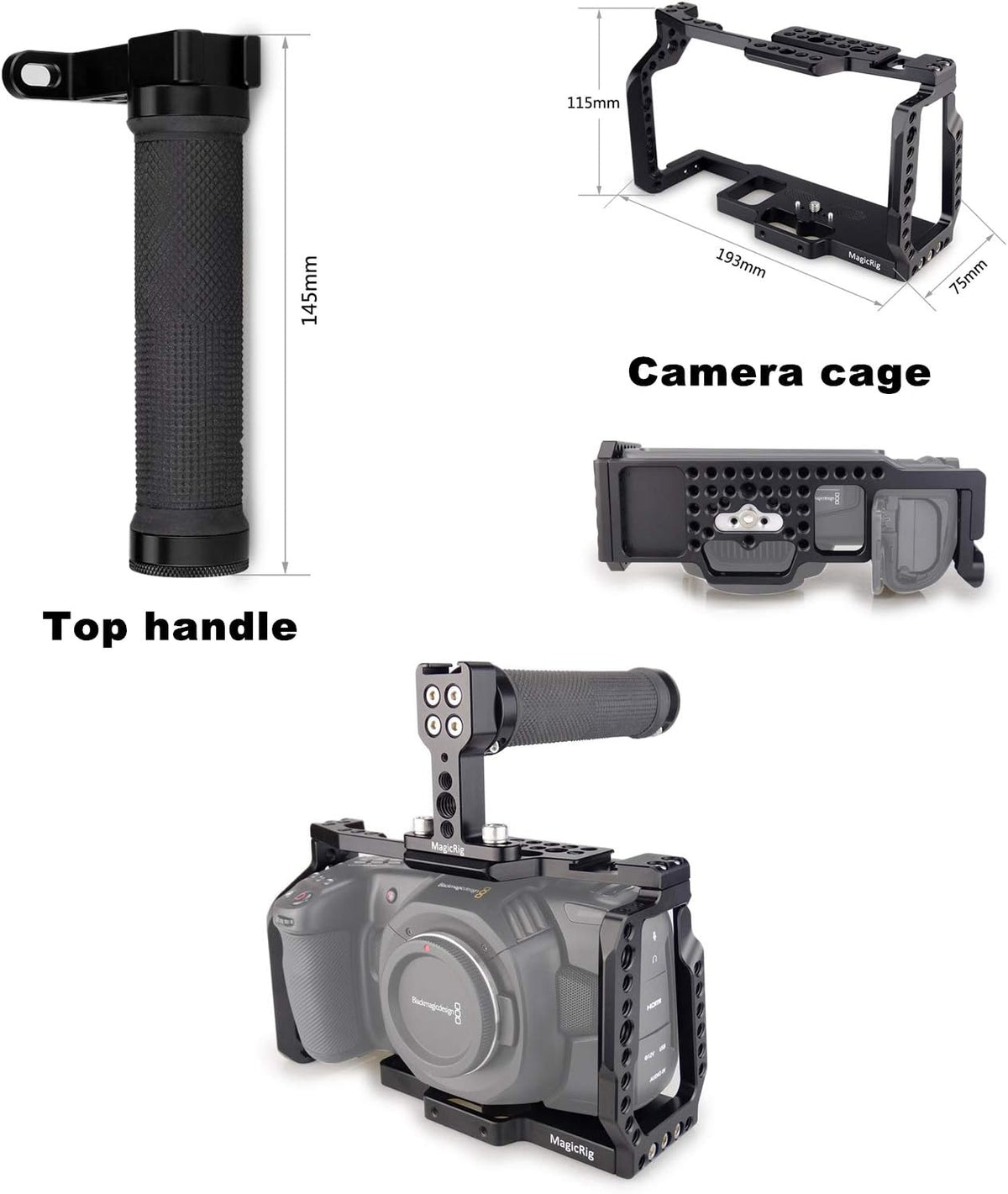 Camera Cage with NATO Handle for Blackmagic Design Pocket Cinema Camera 4K /6K Z68857