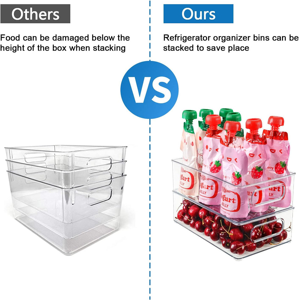 Clear Stackable Fridge Organizer Bins, Set of 6 X813581