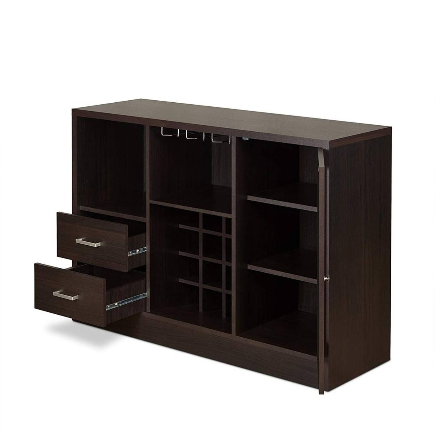 Espresso Brown Wooden Server with Two Drawers Z6008