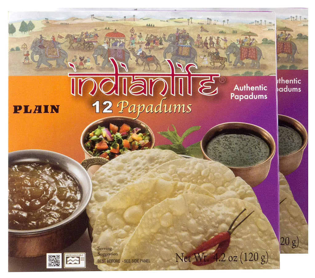 12 Papadums 120 Grams Plain (2-Pack) X273