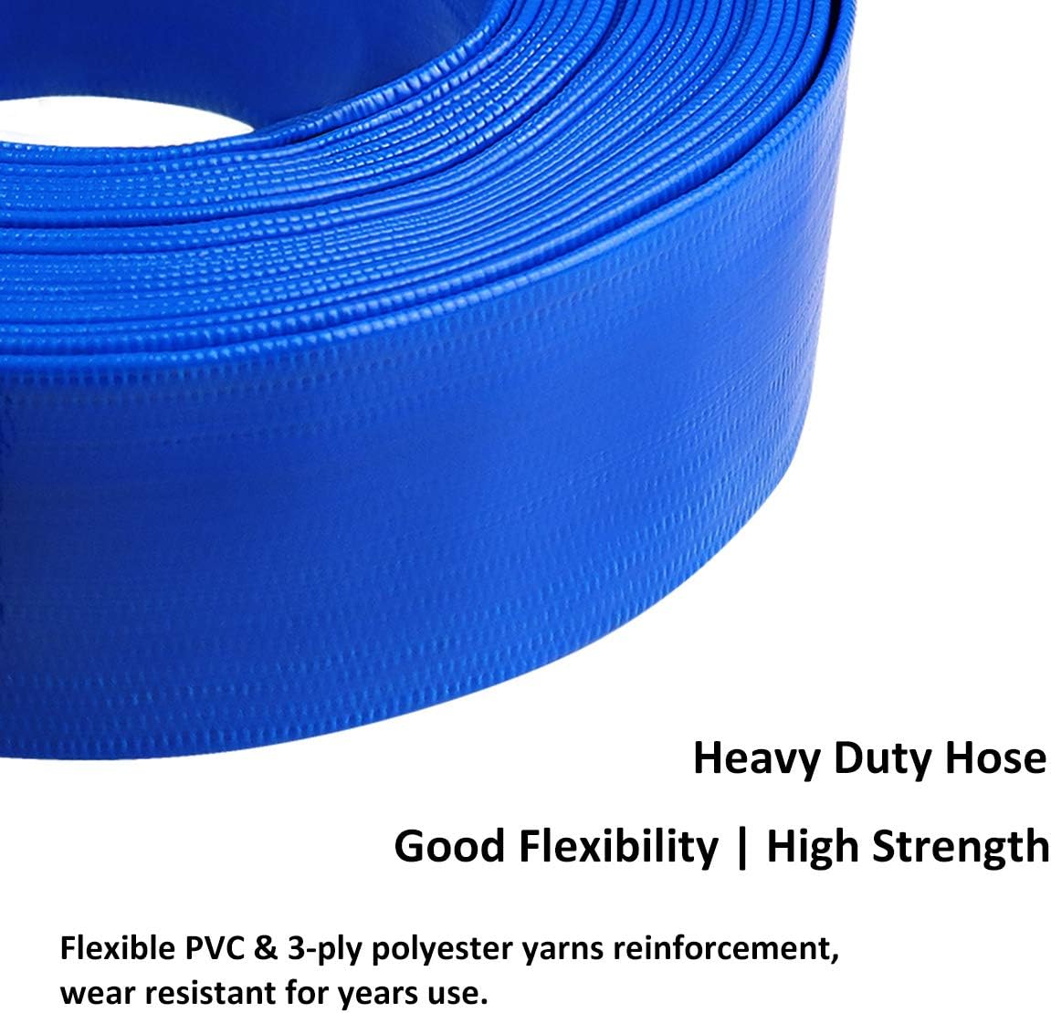 2 x 100' Blue PVC Heavy Duty Discharge Hose with Aluminum Camlock Fittings E438