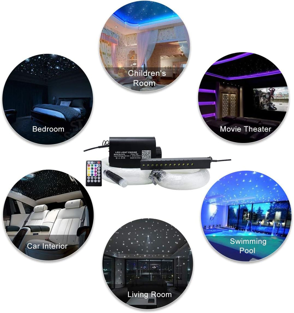 16W RGBW Fiber Optic Star Ceiling Light Kit with 550pcs 0.75mm 13.1ft Fiber Cable S460
