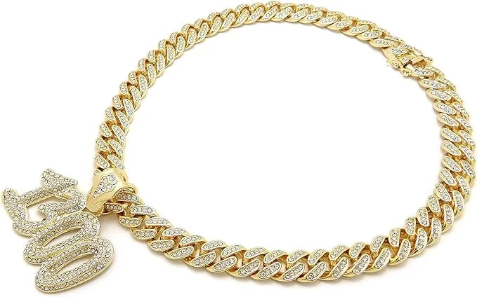 Gold Plated Cubic Zirconia Pendant & Chain Necklace Set L346144