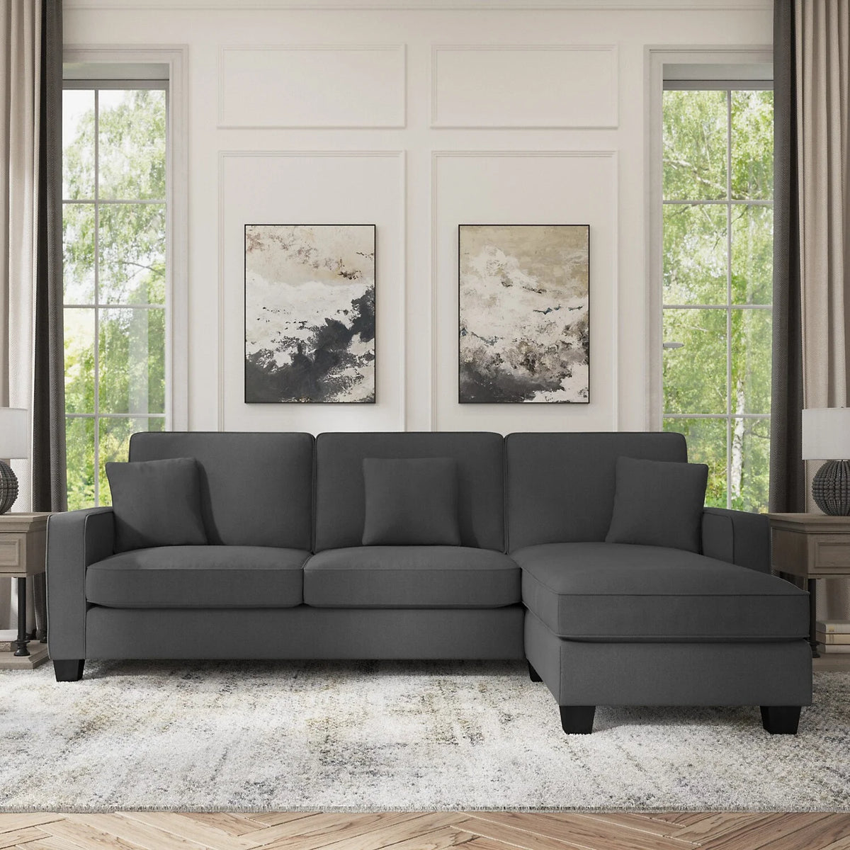 Chocolate Brown Microsuede Sectional Couch with Reversible Chaise Lounge A83597