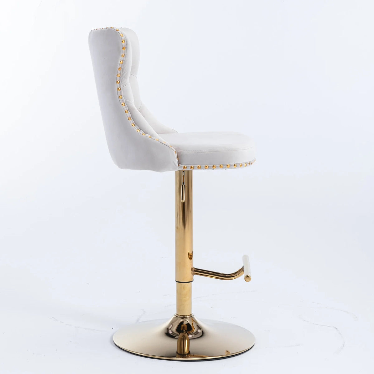 Beige Velvet Swivel Bar Stools Set of 2 with Back G453420