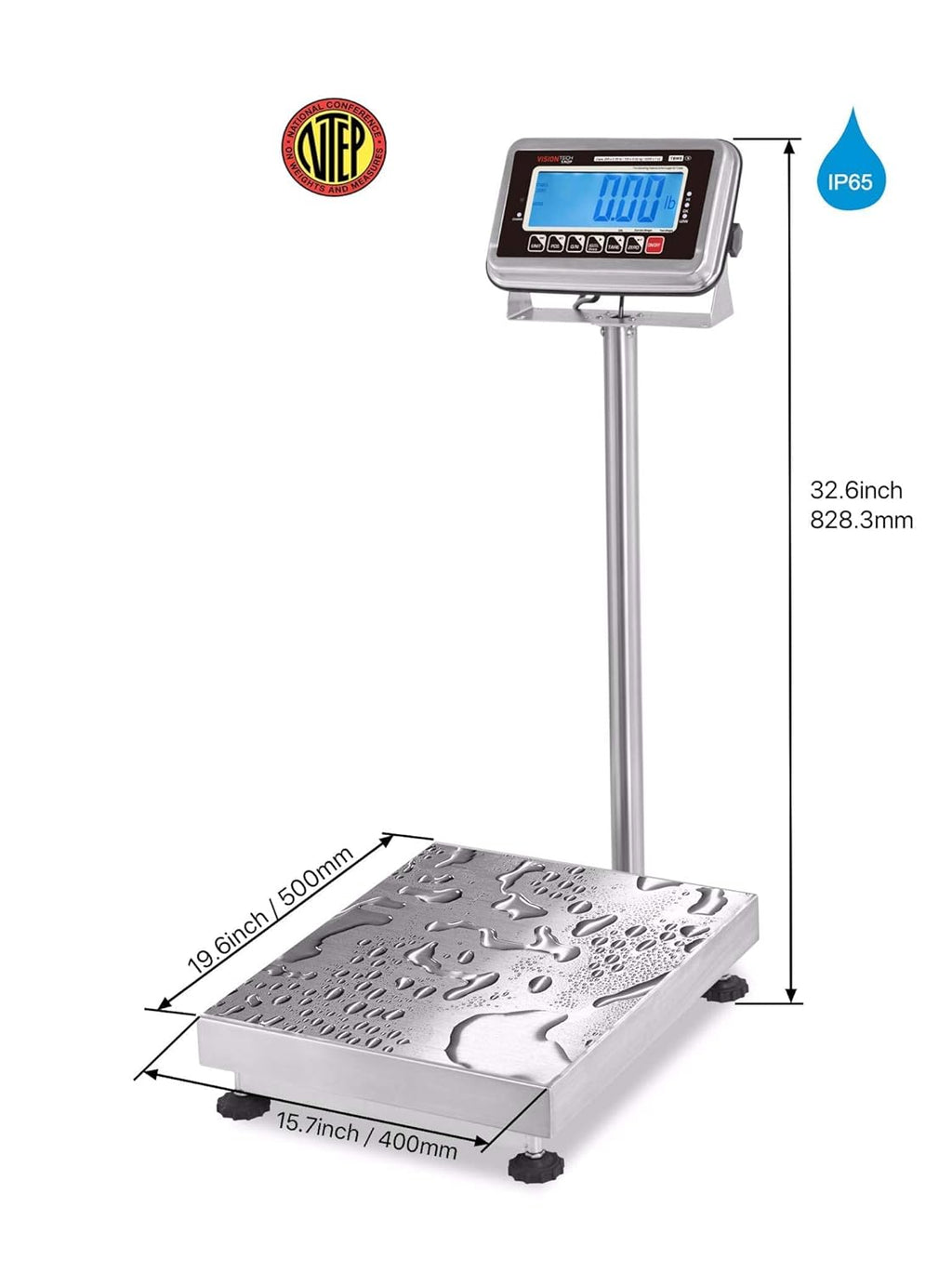 Stainless Steel Bench Scale, 200lb Capacity, 0.05lb Readability W5757