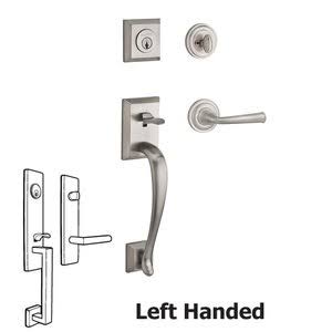 Satin Nickel Handleset with Left Handed Federal Lever and Traditional Round Rose Q43211