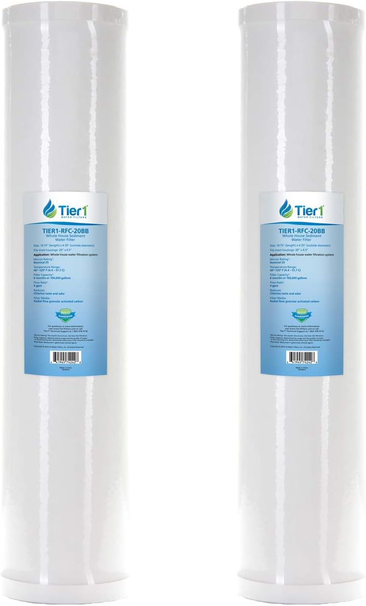 25 Micron 20 x 4.5 Radial Flow Granular Activated Carbon Block Water Filter 2-Pack U7570