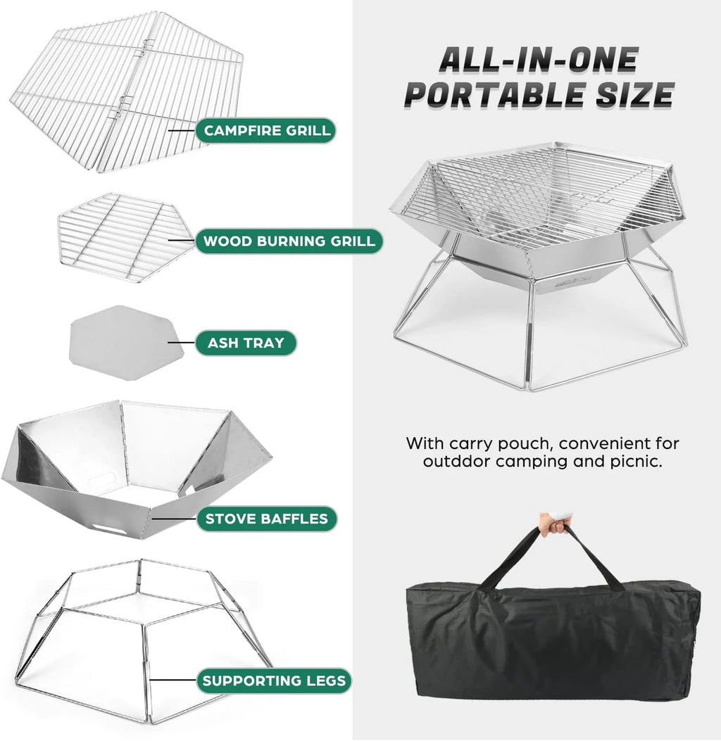 Hexagon Stainless Steel Folding BBQ Grill H9693