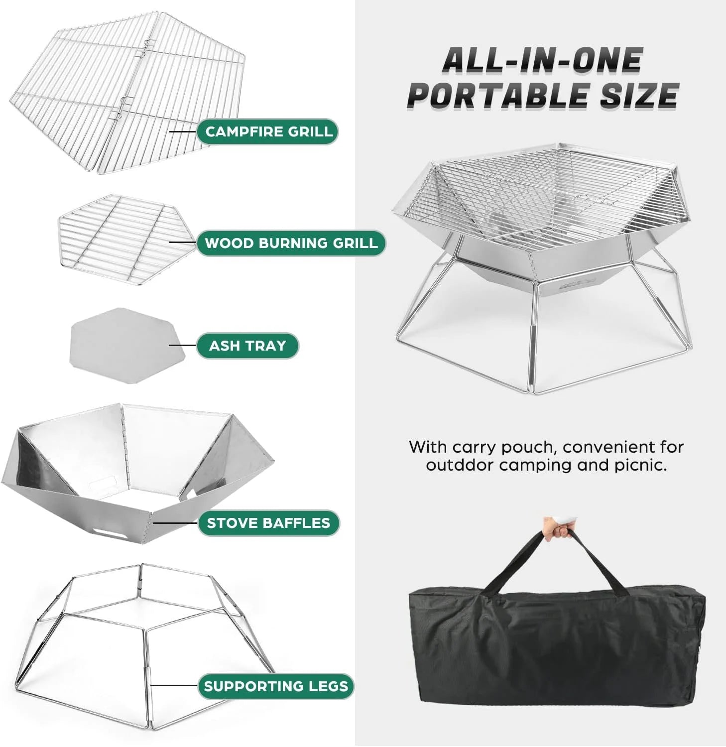 Hexagon Stainless Steel Folding BBQ Grill H9693