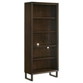 4-shelf Wood Bookcase Dark Walnut and Gunmetal T63178