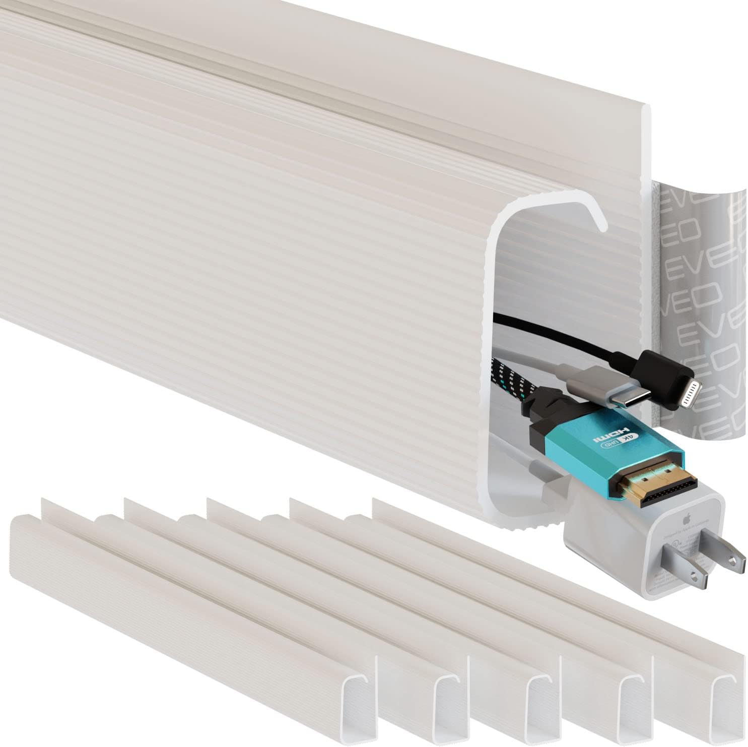 Black Cord Cover Cable Management Under Desk, 6 Pack K26713