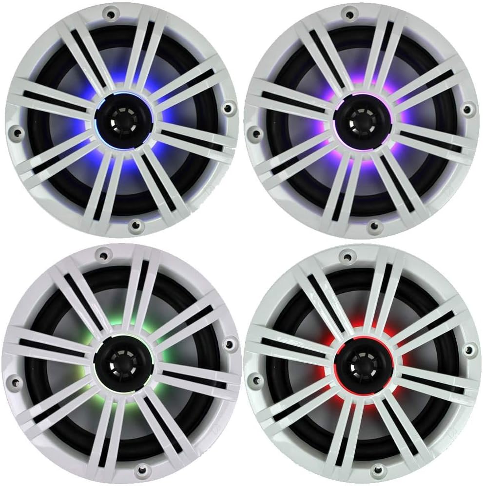 6.5 Inch 2-way Marine Speaker Pair with Built-In LED Lighting J3715