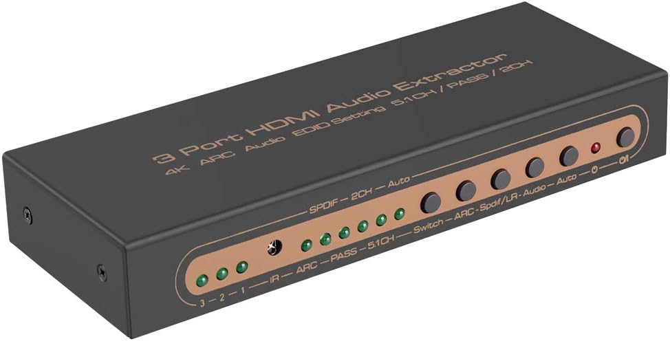 3 Port HDMI Audio Extractor Splitter with Remote Y256015