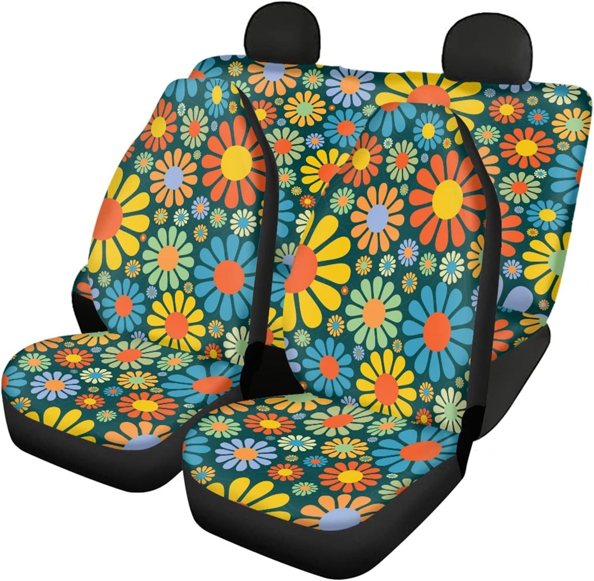 Wolf Seat Cover Full Set Universal Front Rear Bench Bucket Seat Cover Pack of 2 I637