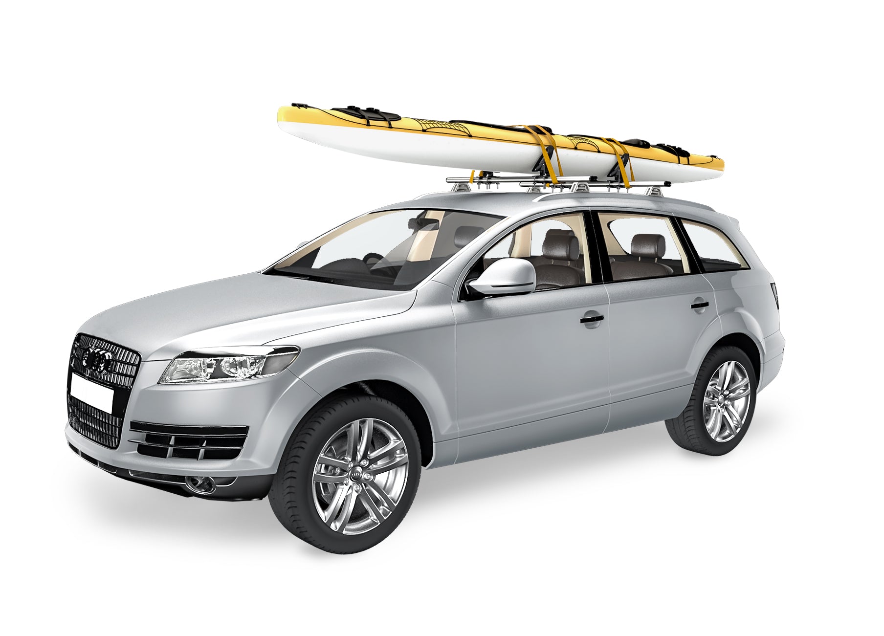 Steel Saddle Rack for Kayak Carrier Canoe Boat Paddle Board Surfboard Roof Top Mount with Ratchet Lashing Straps J5427